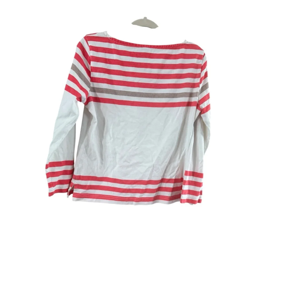 J. Crew Striped Long Sleeve Top White and Red Size Medium